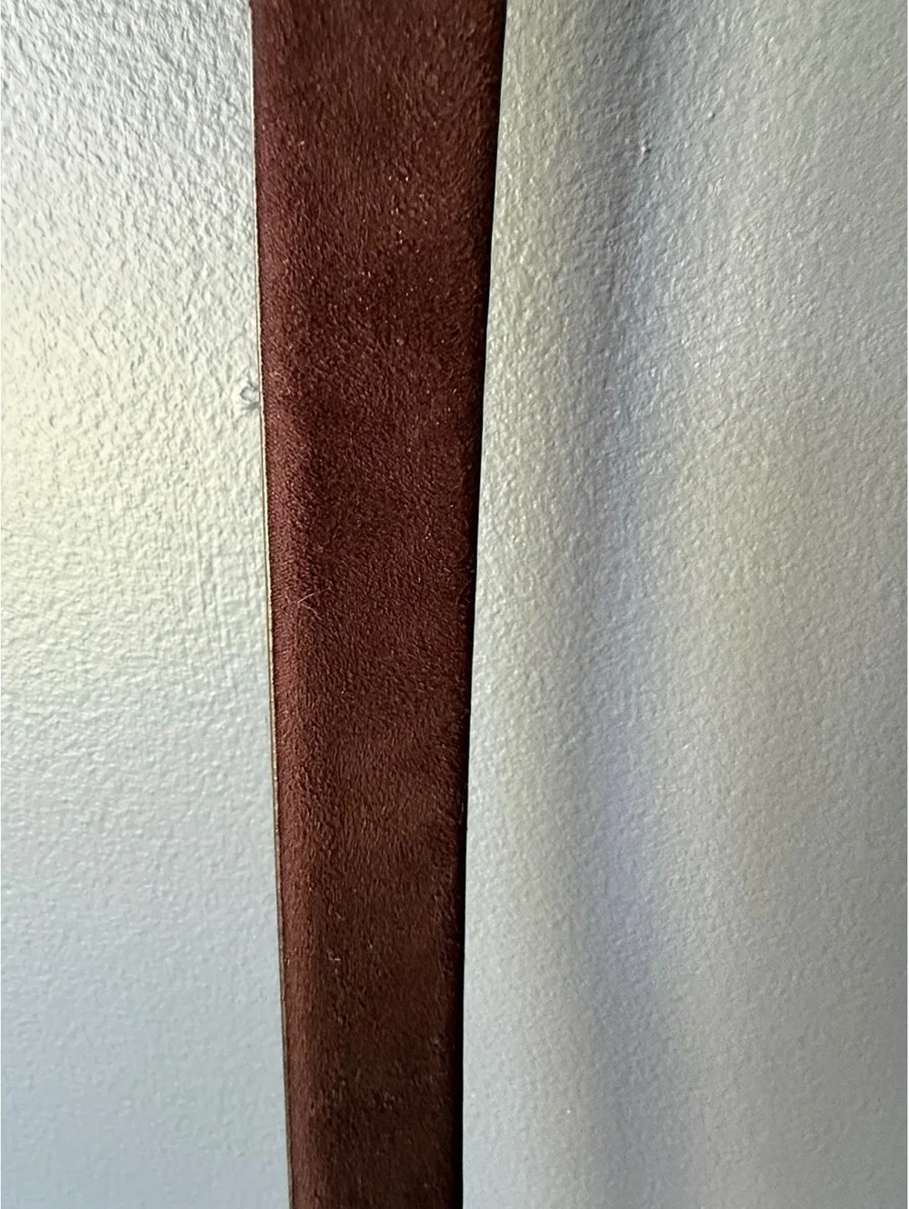 Brown Suede Leather Belt with Gold Buckle